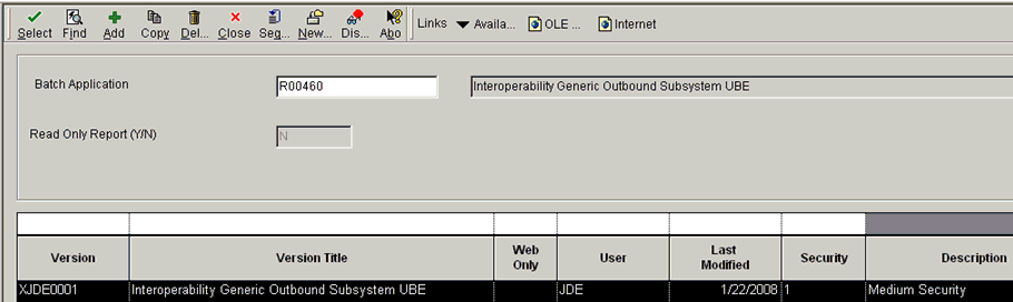 Work With Batch Versions - Available Versions window Work With Batch Versions - Available Versions window