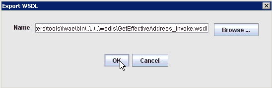 Export WSDL dialog box Export WSDL dialog box