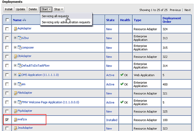 Deployments page Deployments page