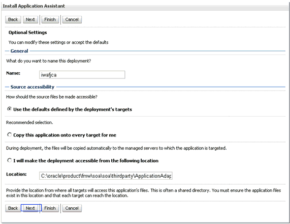 Optional Settings page Optional Settings page