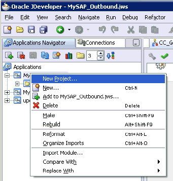 Oracle JDeveloper context menu Oracle JDeveloper context menu