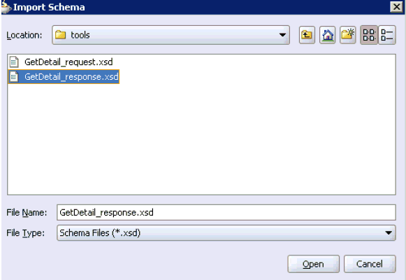 Import Schema dialog Import Schema dialog