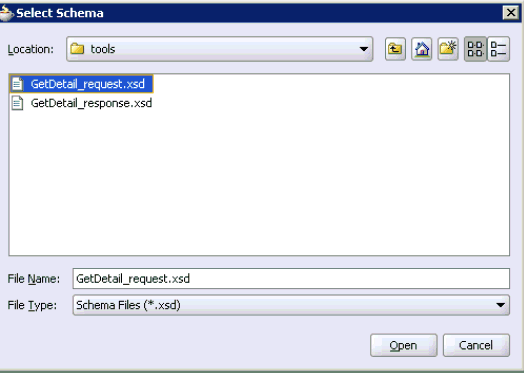 Select Schema dialog Select Schema dialog