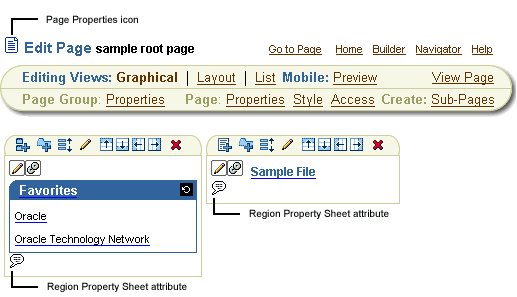 Property Icons on pages and in portlet and item regions Property Icons on pages and in portlet and item regions
