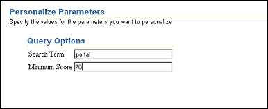 The Personalize Parameters page. The Personalize Parameters page.
