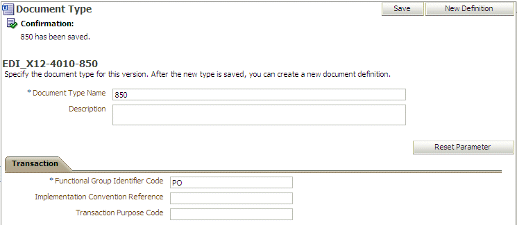 Document type parameters Document type parameters