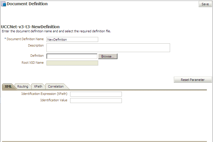 Parameters for a UCCnet document definition Parameters for a UCCnet document definition