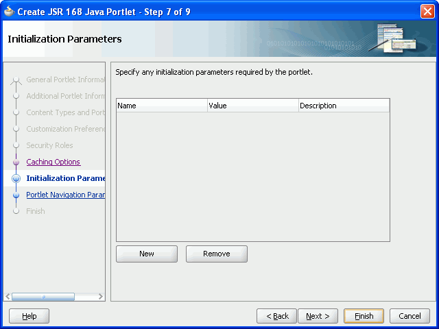 Shows Initialization Parameters page. Shows Initialization Parameters page.