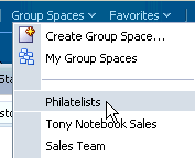 Selecting a Group Space on Group Spaces Menu Selecting a Group Space on Group Spaces Menu