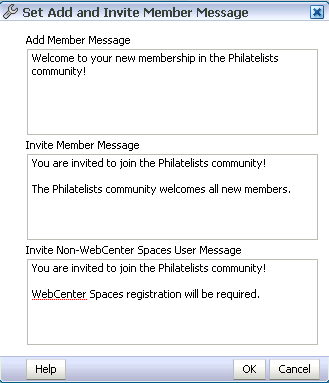 Set Add and Invite member Message dialog Set Add and Invite member Message dialog