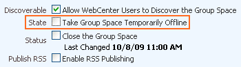 Take Group Space Offline disabled Take Group Space Offline disabled
