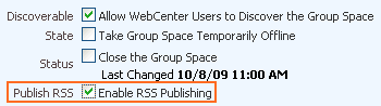 Enable RSS Publishing on General subtab Enable RSS Publishing on General subtab