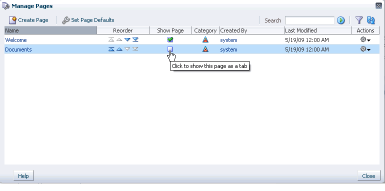 Show Page checkboxes in the Manage Pages dialog Show Page checkboxes in the Manage Pages dialog