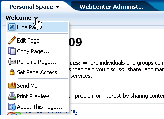 Page Actions menu Page Actions menu
