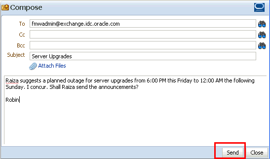 Send button in a Compose window Send button in a Compose window
