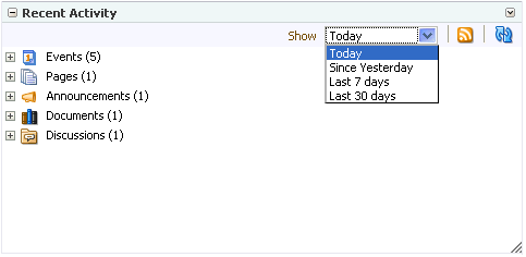 Time-range options on the Recent Activity list Time-range options on the Recent Activity list