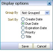 Worklist Display Options dialog box Worklist Display Options dialog box