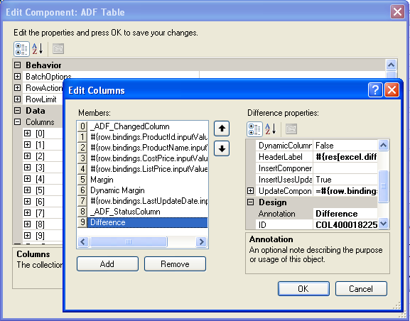 Adding a column in ADF Table component