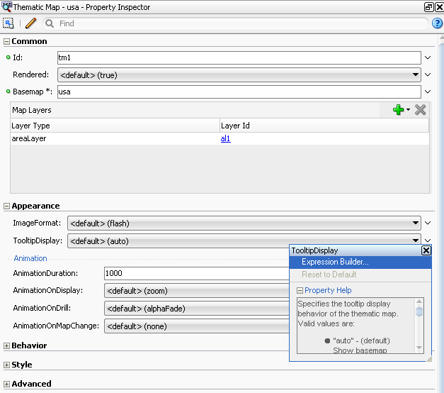 Thematic Map ToolTipDisplay Attribute Dropdown Menu