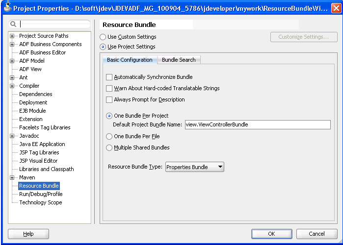 Project Properties Resource Bundle.