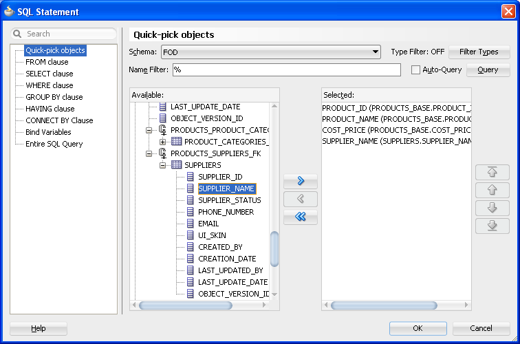 SQL Statement dialog