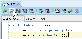 Run Script (F5) icon in SQL Worksheet window