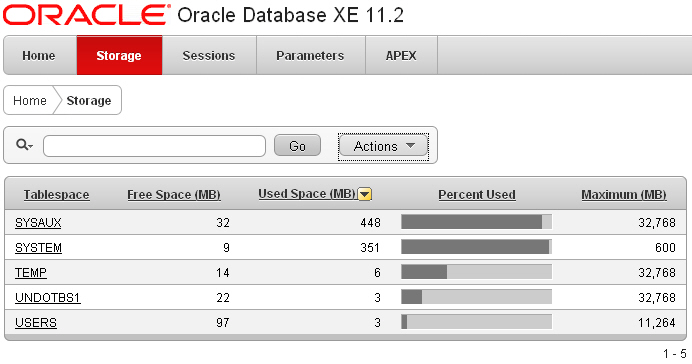 Description of xe_tablespaces.jpg follows