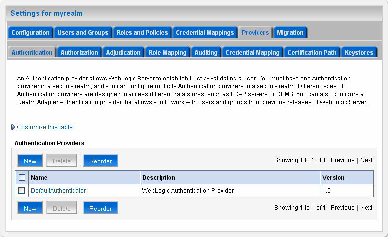 Description of wlconsole_providers_auth.gif follows Description of wlconsole_providers_auth.gif follows
