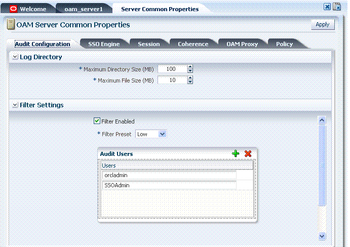 Server Common Properties Page Server Common Properties Page