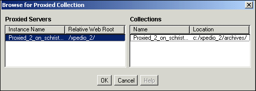 Browse for Proxied Collection screen. Browse for Proxied Collection screen.