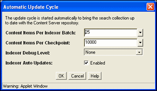 Surrounding text describes Automatic Update Cycle screen. Surrounding text describes Automatic Update Cycle screen.