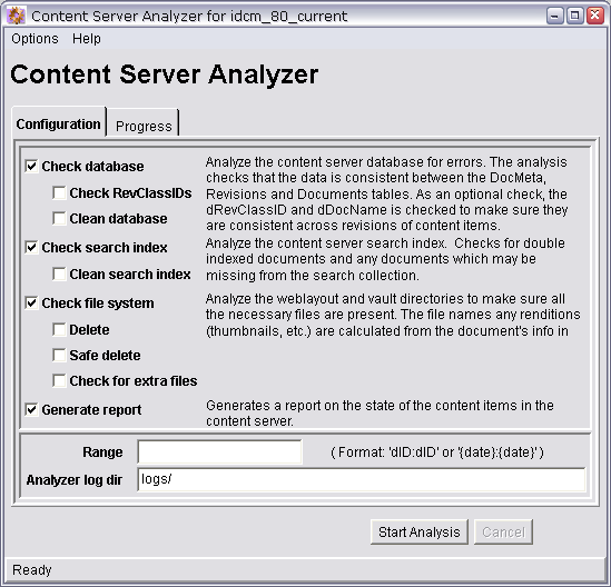 Surrounding text describes Content Server Analyzer screen. Surrounding text describes Content Server Analyzer screen.