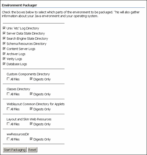 Surrounding text describes Environment Packager screen. Surrounding text describes Environment Packager screen.