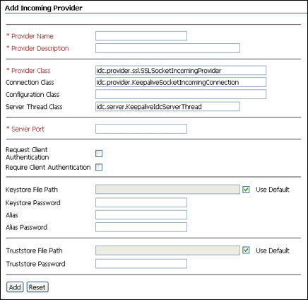 Add Incoming Provider screen for keepalivesocket Add Incoming Provider screen for keepalivesocket
