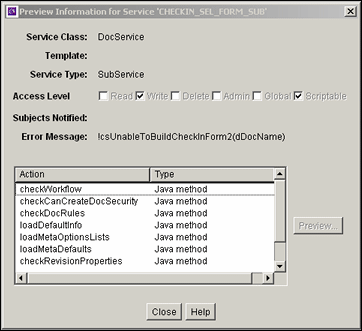 Preview Information for Service screen. Preview Information for Service screen.