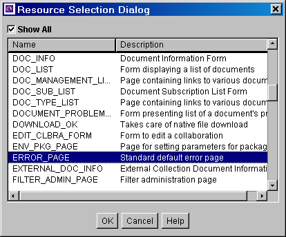Surrounding text describes Resource Selection Dialog screen. Surrounding text describes Resource Selection Dialog screen.