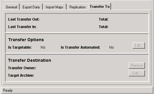 Main Archiver screen Transfer To tab. Main Archiver screen Transfer To tab.