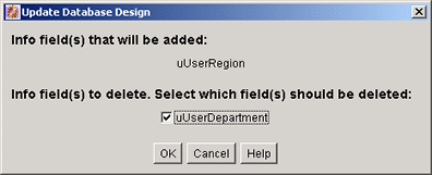 Surrounding text describes Update Database Design screen. Surrounding text describes Update Database Design screen.