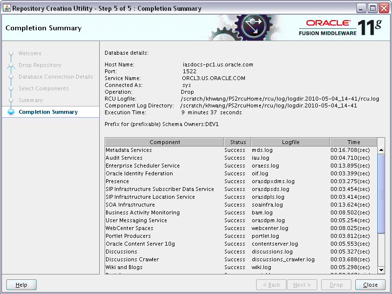 rcu repository creation complete screen rcu repository creation complete screen