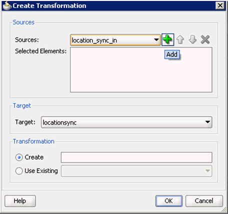 Create Transformation dialog Create Transformation dialog