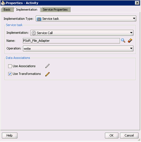 Properties - Activity dialog Properties - Activity dialog