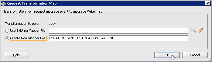 Request Transformation Map dialog box Request Transformation Map dialog box