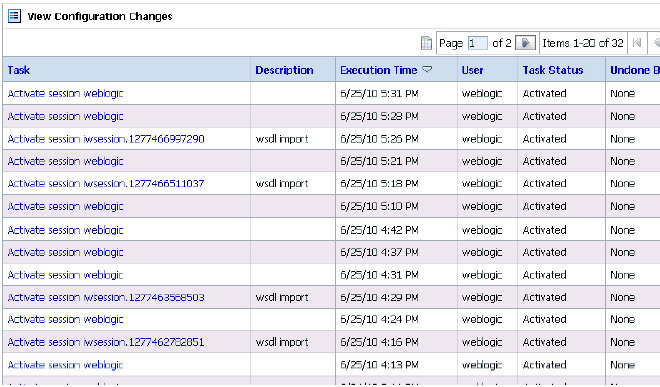 View Configuration Changes page View Configuration Changes page