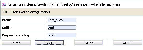 FILE Transport Configuration page FILE Transport Configuration page