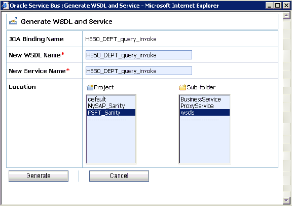 Generate WSDL and Service page Generate WSDL and Service page