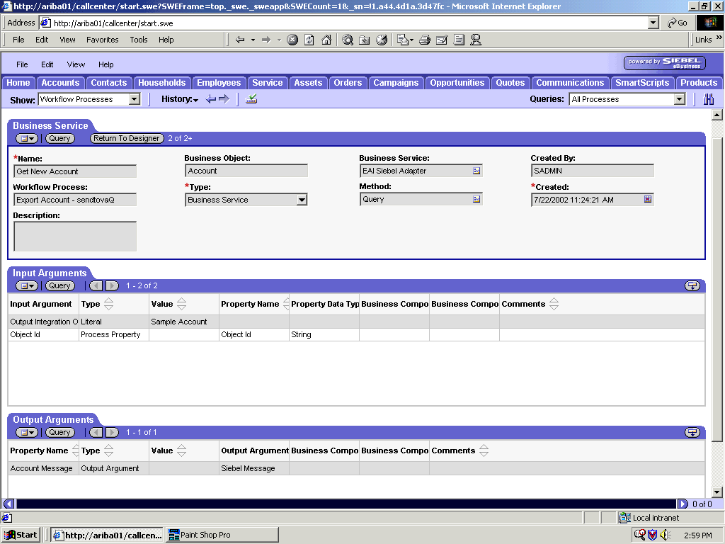 Output from a business service. Output from a business service.