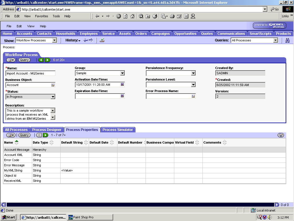 The Process Properties tab. The Process Properties tab.