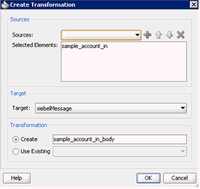 Create Transformation dialog Create Transformation dialog