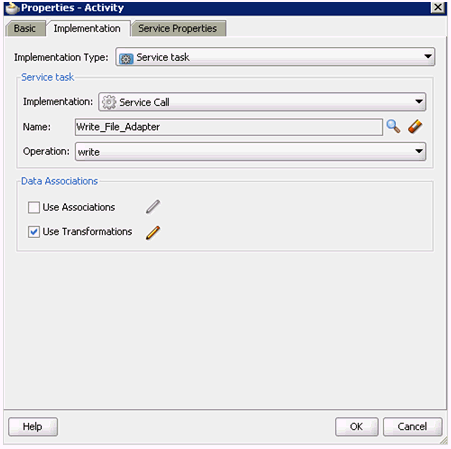 Properties - Activity dialog Properties - Activity dialog