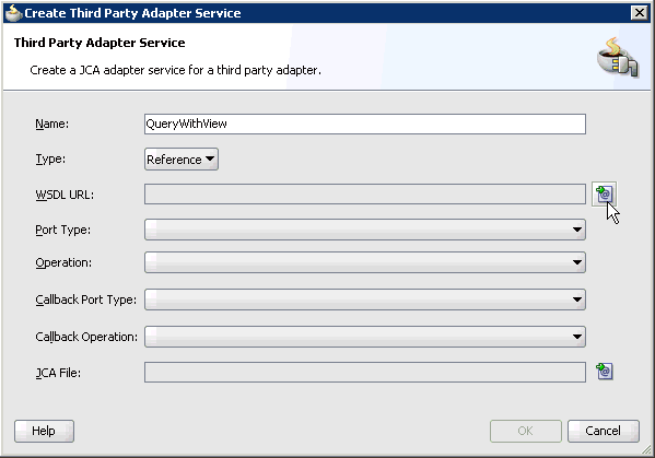 Create Third Party Adapter Service dialog box Create Third Party Adapter Service dialog box